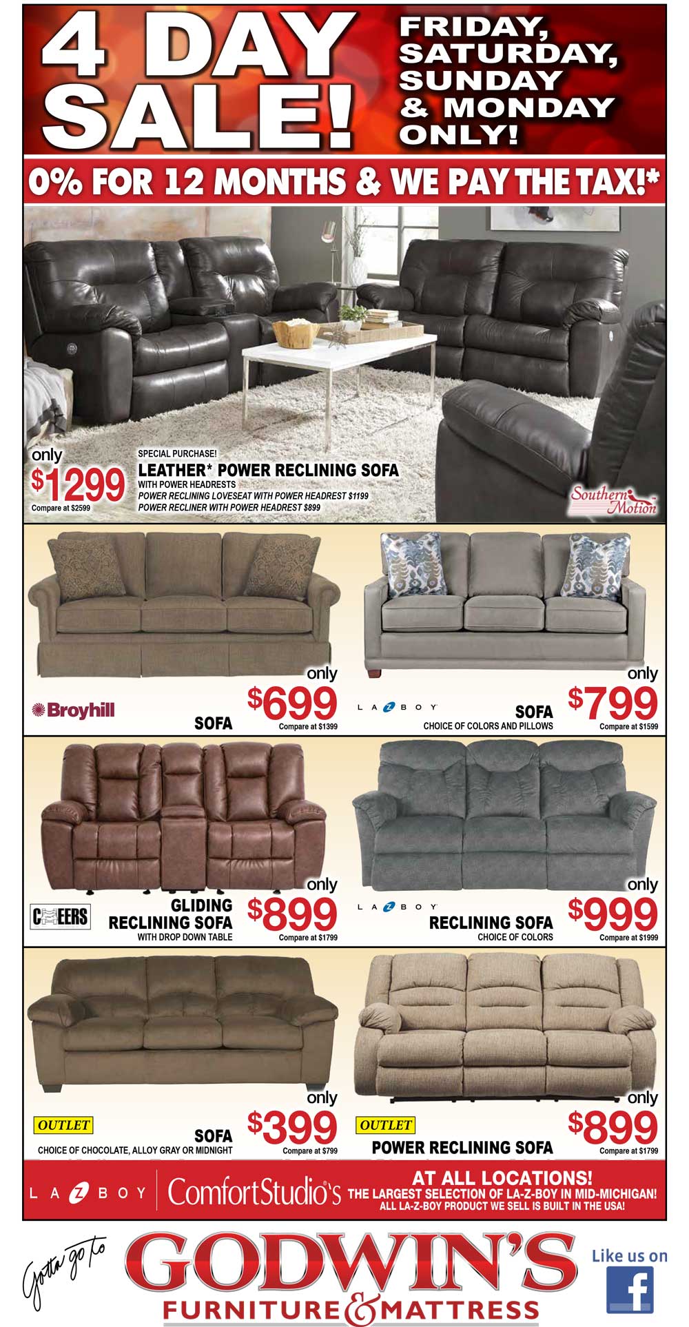 4 Day Sale Godwin's Furniture & Mattress