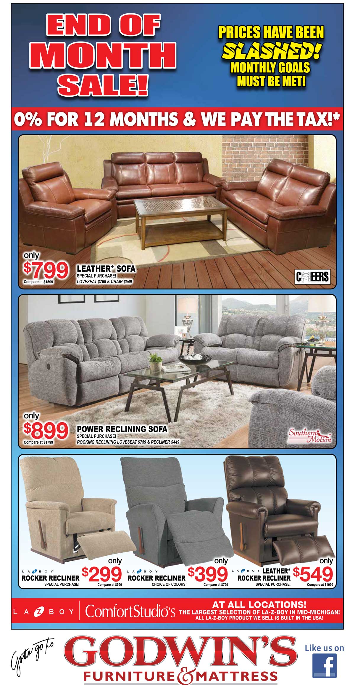 Gigantic End of Month Sale Godwin's Furniture & Mattress